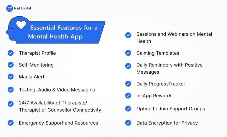 essential features fora mental health app