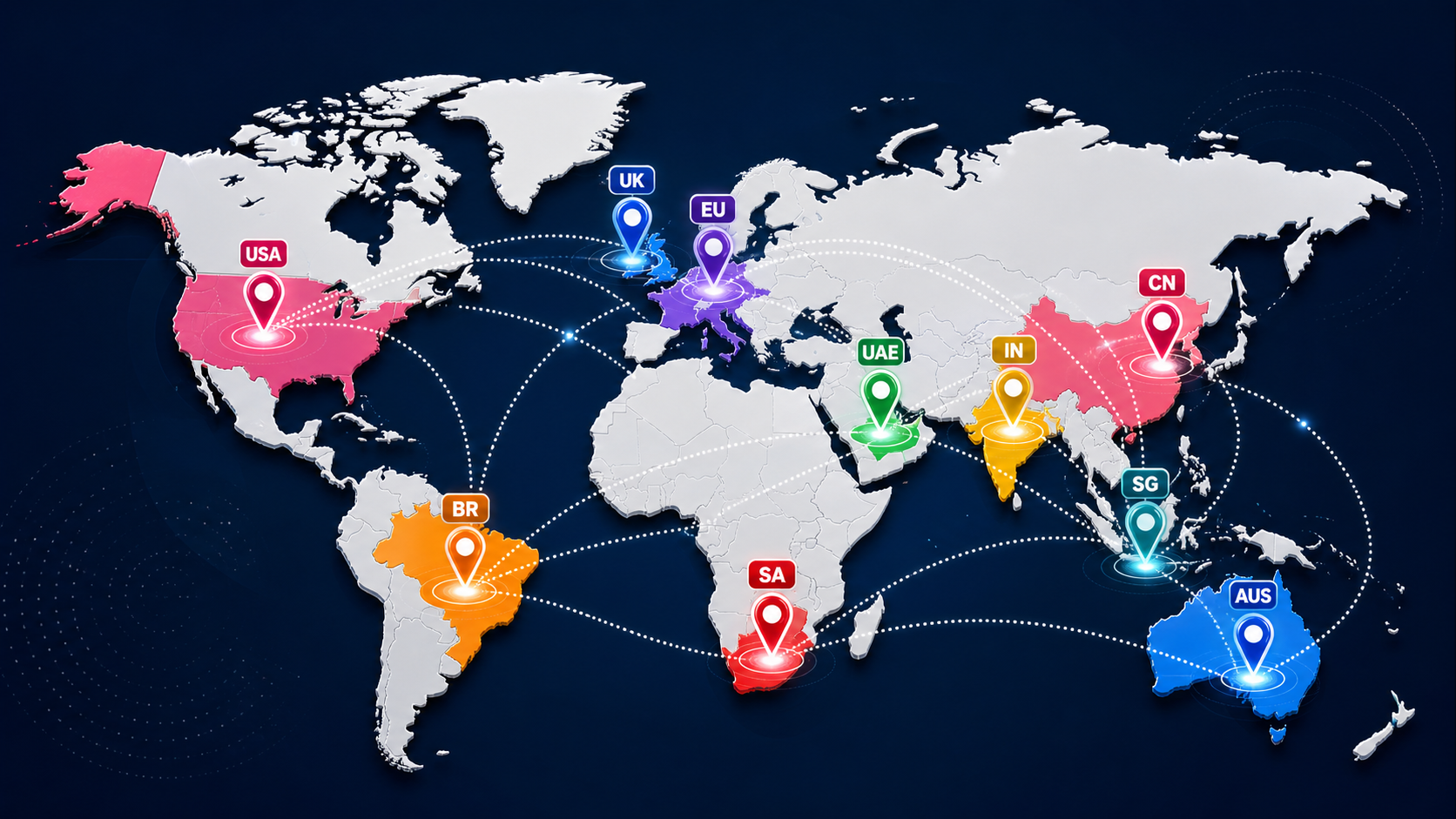World map showing global remote DBA services coverage
